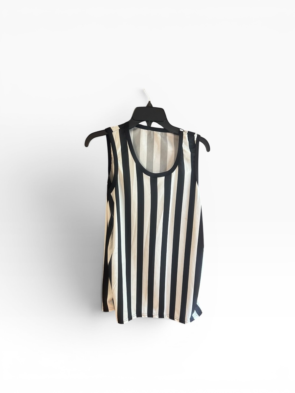 No brand Men's vertical striped referee-style tank top
